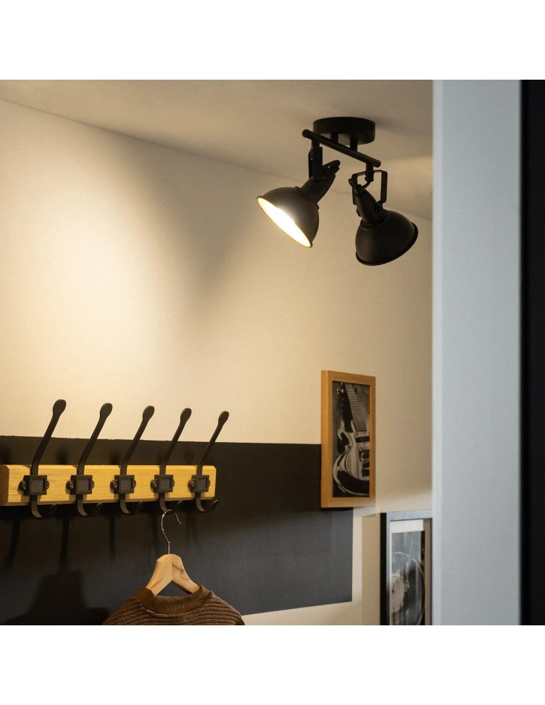 Abruzzo Lampa Sufitowa Retro Loft Czarna 30cm 2xE27 Orte ABR-RRO-C-2XE14