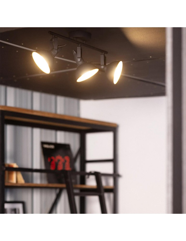 Abruzzo Lampa Sufitowa Retro Loft Czarna 50cm 3xE27 Orte ABR-RRO-C-3XE14