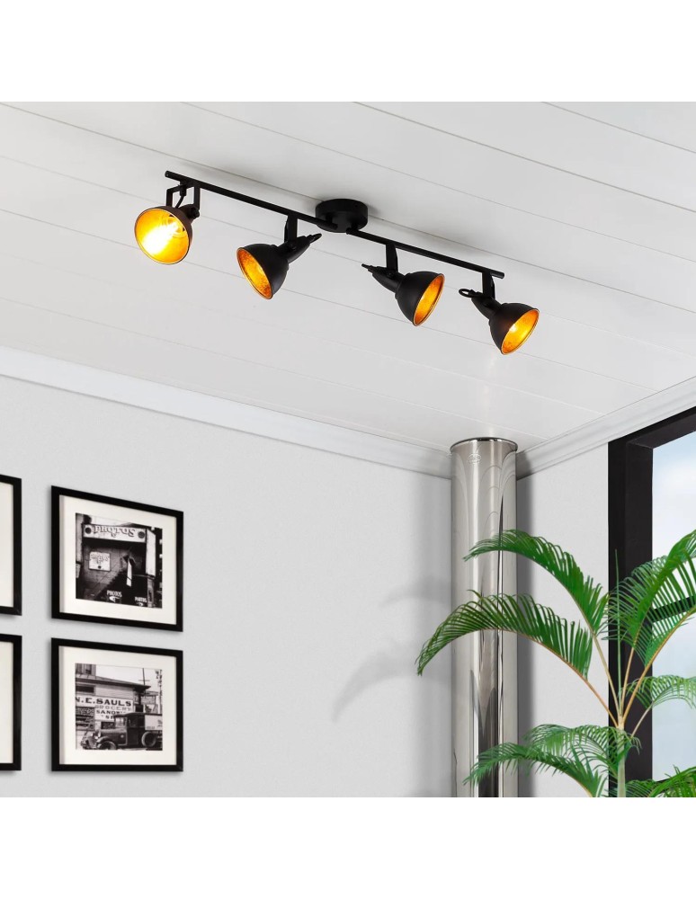 Abruzzo Lampa Sufitowa Retro Loft Czarna 75cm 4xE27 Orte ABR-RRO-C-4XE14