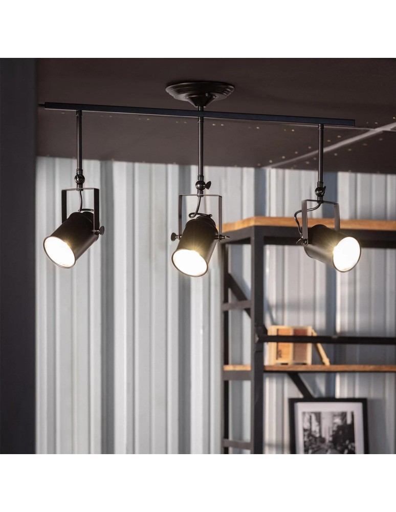 Abruzzo Lampa Sufitowa Retro Loft Czarna 50cm 3xE27 Tutti ABR-RRT-C-3XE27