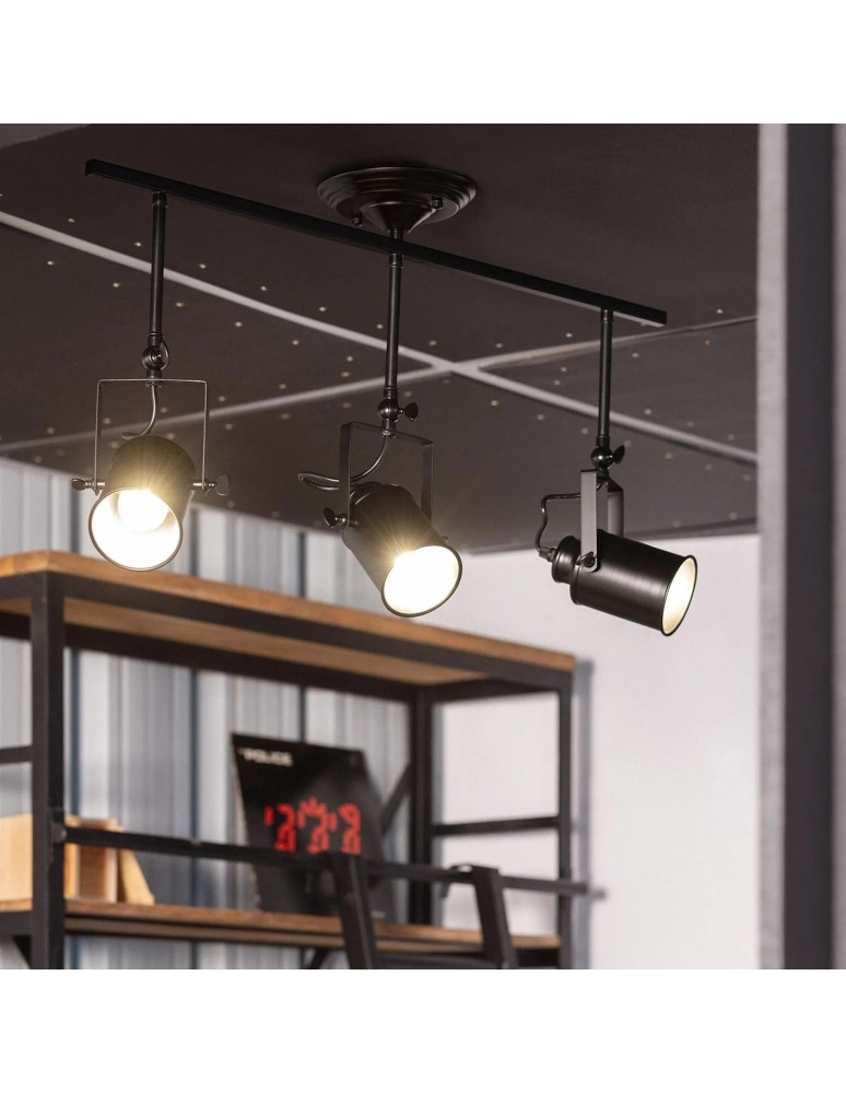 Abruzzo Lampa Sufitowa Retro Loft Czarna 50cm 3xE27 Tutti ABR-RRT-C-3XE27