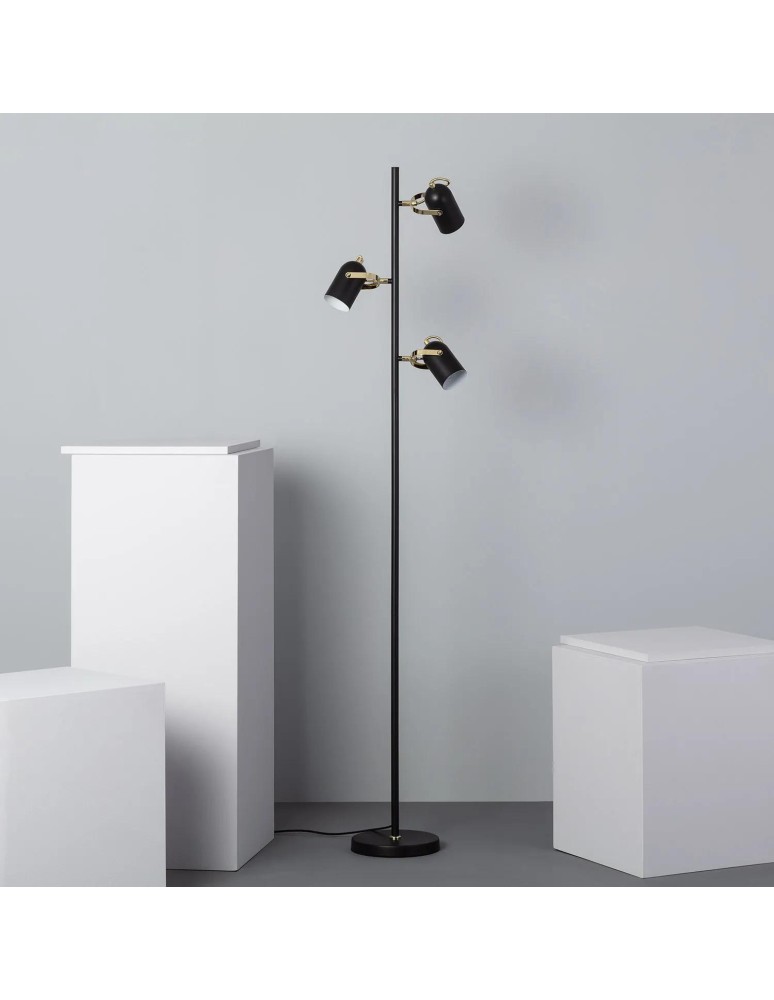 Abruzzo Lampa podłogowa Retro loft Czarna 3xE14 Claudio ABR-RRC-C-3XE14