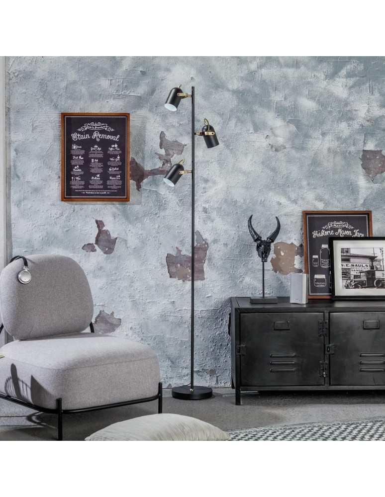 Abruzzo Lampa podłogowa Retro loft Czarna 3xE14 Claudio ABR-RRC-C-3XE14