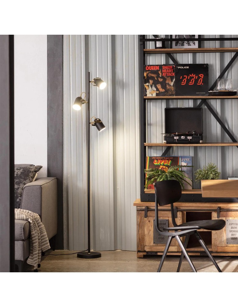 Abruzzo Lampa podłogowa Retro loft Czarna 3xE14 Claudio ABR-RRC-C-3XE14