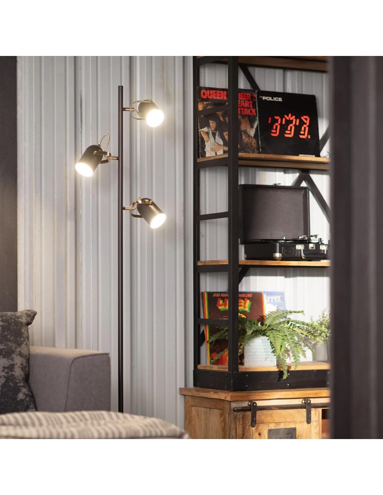 Abruzzo Lampa podłogowa Retro loft Czarna 3xE14 Claudio ABR-RRC-C-3XE14