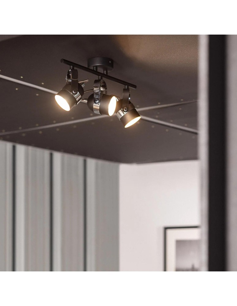 Abruzzo Lampa Sufitowa Retro Loft Czarna 50cm 3xGU10 Hilton ABR-RRH-C-3XGU10
