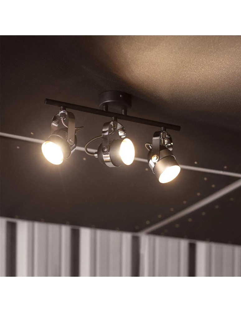 Abruzzo Lampa Sufitowa Retro Loft Czarna 50cm 3xGU10 Hilton ABR-RRH-C-3XGU10