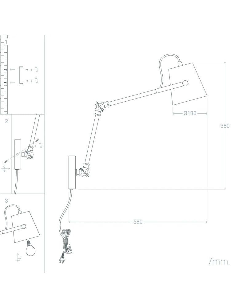 Wall lamps - Abruzzo Retro loft adjustable wall lamp Black E14 Bazz ABR-RRB-C-E14 - product kolory-swiatla.pl 13