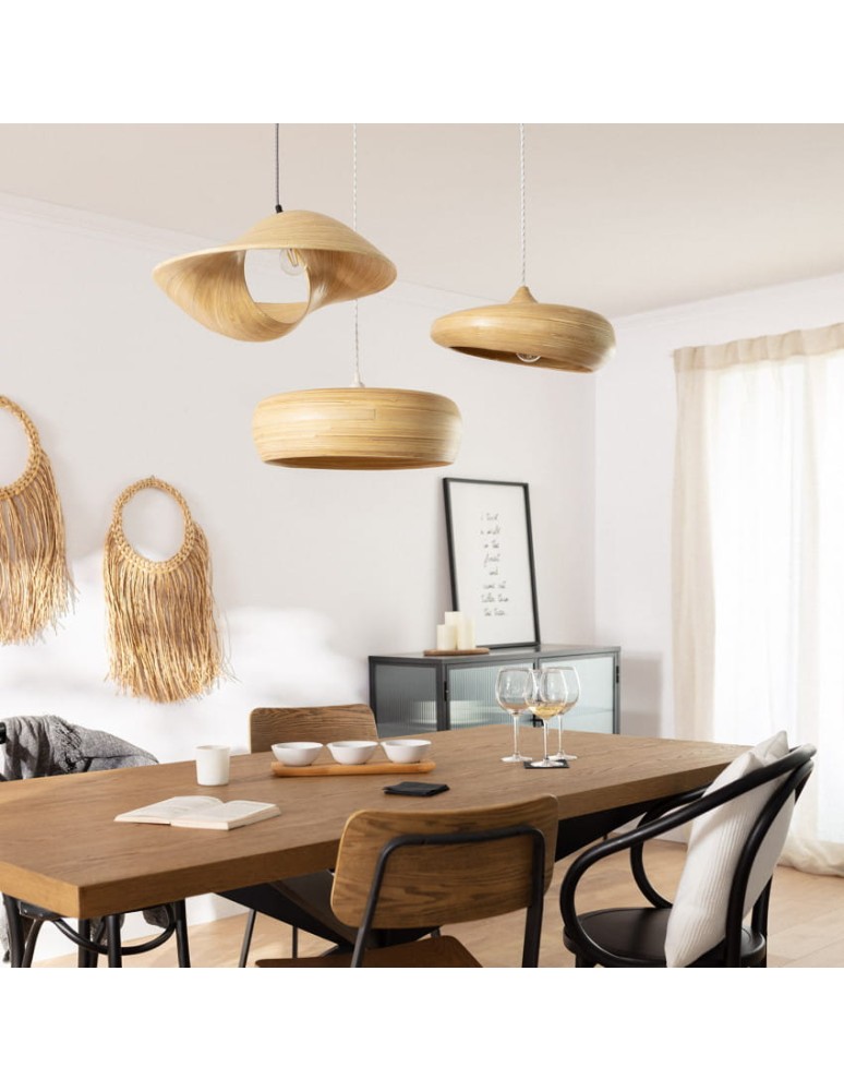 Abruzzo Lampa wiszaca Boho z Bambusa Ø60cm Espresso E27 ABR-NLW27-BH-E27