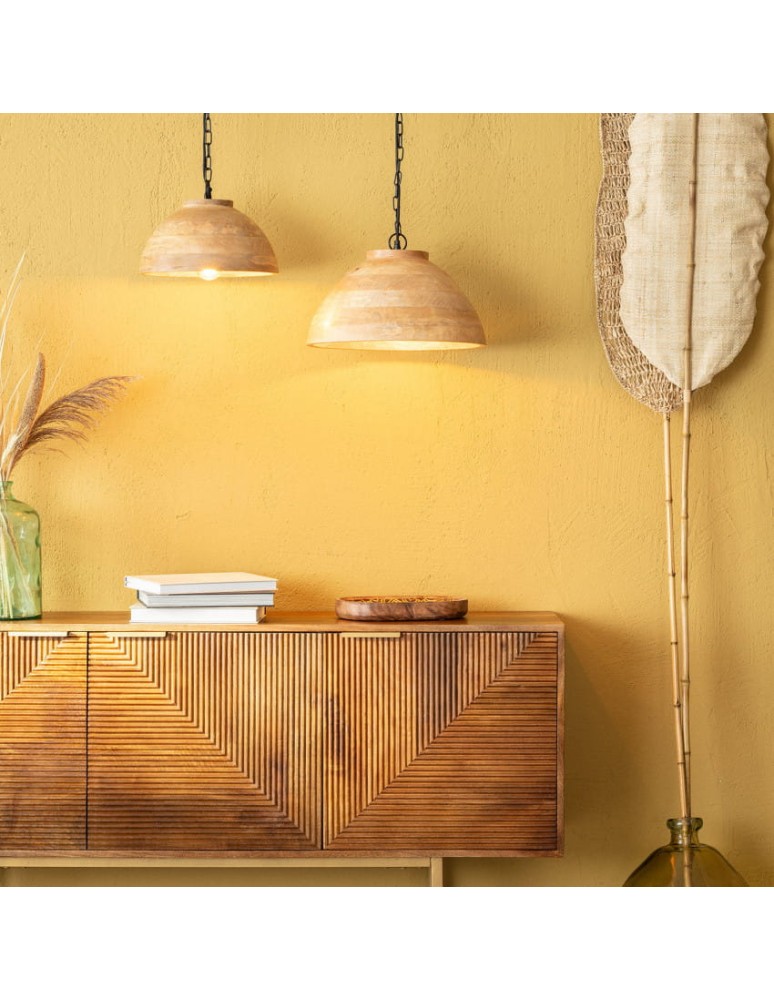 Abruzzo Lampa Wisząca Misa Boho z Drewna Ø40cm Salve E27 ABR-NLW35-BH-E27