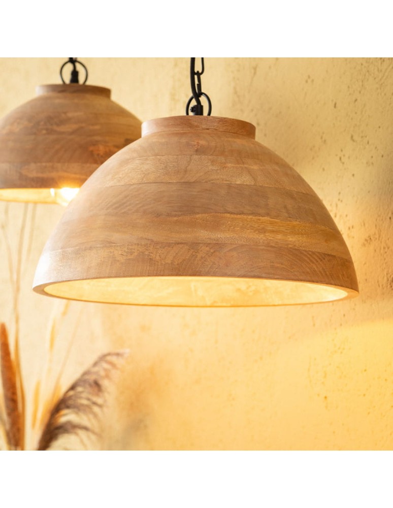 Abruzzo Lampa Wisząca Misa Boho z Drewna Ø40cm Salve E27 ABR-NLW35-BH-E27