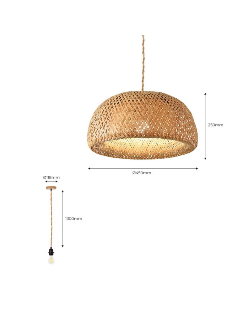 Boho pendant lamps - Abruzzo Bamboo Ø45cm Mia E27 Boho Pendant Lamp ABR-NLW36-BH-E27 - product kolory-swiatla.pl 6