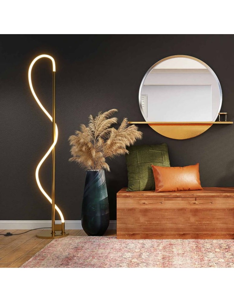 Abruzzo Nowoczesna Lampa podłogowa Złota LED 30W 3000K Spirali ABR-EOS-G-30W