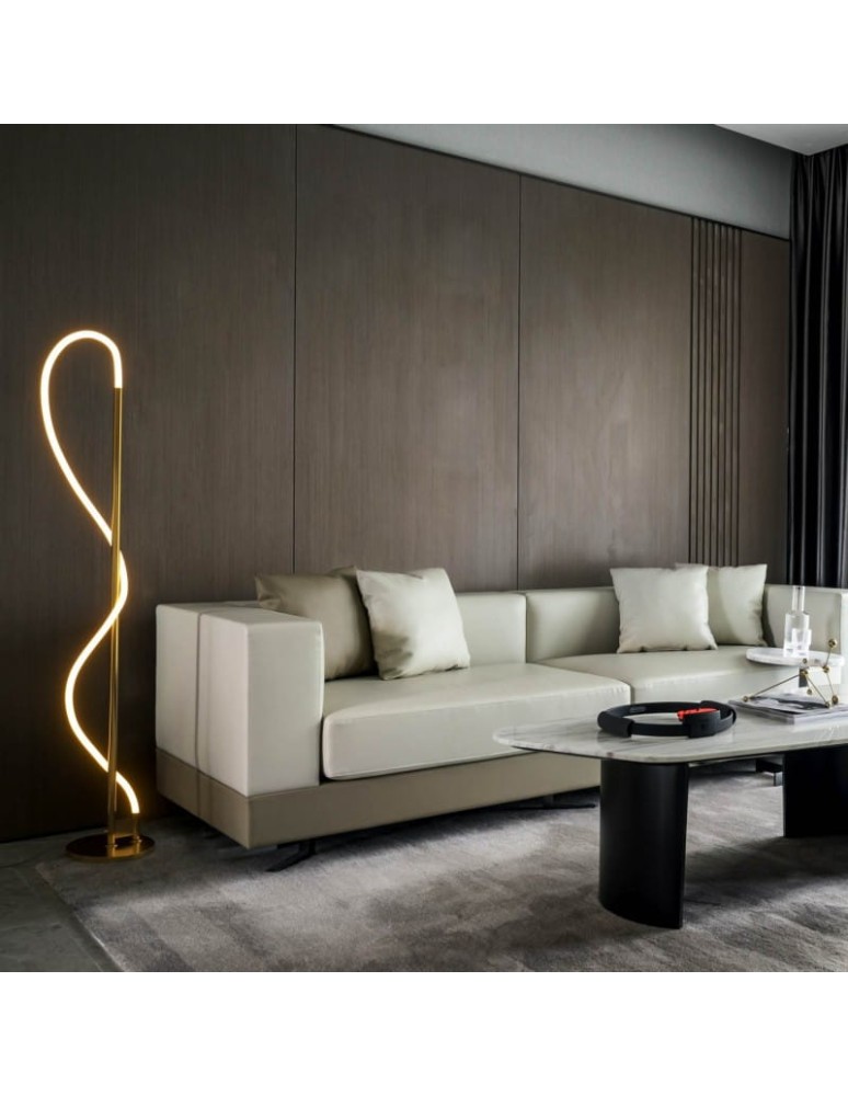 Abruzzo Nowoczesna Lampa podłogowa Złota LED 30W 3000K Spirali ABR-EOS-G-30W