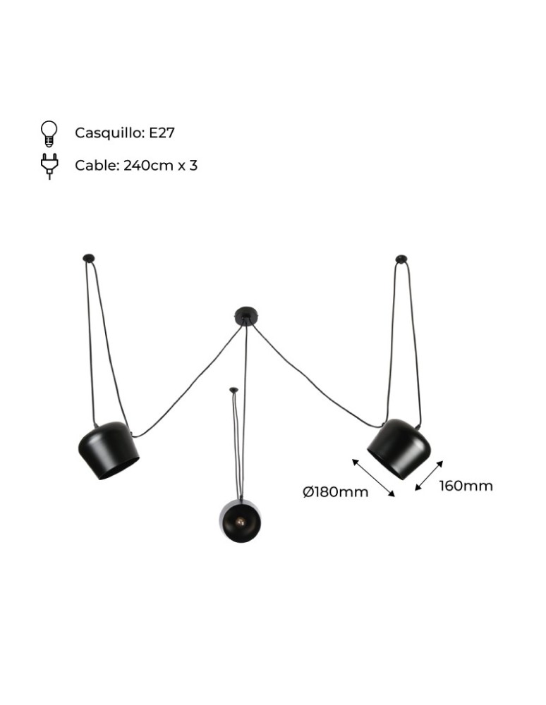 Pendant lamps - Abruzzo Modern Pendant Lamp 3xØ30cm Rittoro ABR-SHIL-E27. - product kolory-swiatla.pl 2
