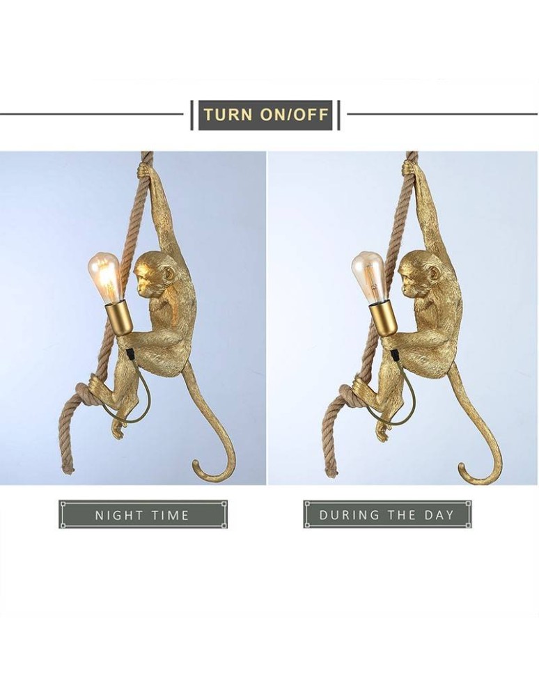 Pendant lamps - Abruzzo Pino E27 Gold Monkey Pendant Lamp ABR-KAR-G - product kolory-swiatla.pl 4