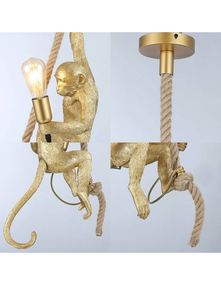 Abruzzo Lampa Wisząca Złota Małpa Pino E27 ABR-KAR-G