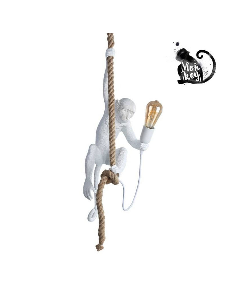 Pendant lamps - Abruzzo Pino E27 White Monkey Pendant Lamp ABR-KAR-B - product kolory-swiatla.pl 1