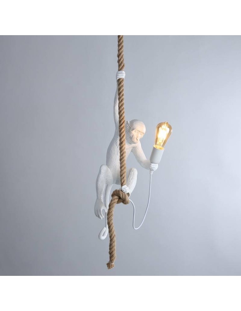 Pendant lamps - Abruzzo Pino E27 White Monkey Pendant Lamp ABR-KAR-B - product kolory-swiatla.pl 2
