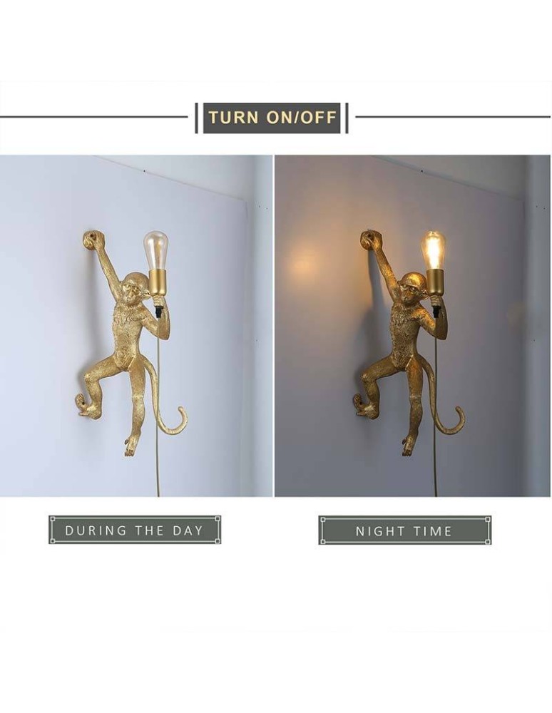 Abruzzo Lampa Wisząca Złota Małpa Shimpo E27 ABR-KAR3-G