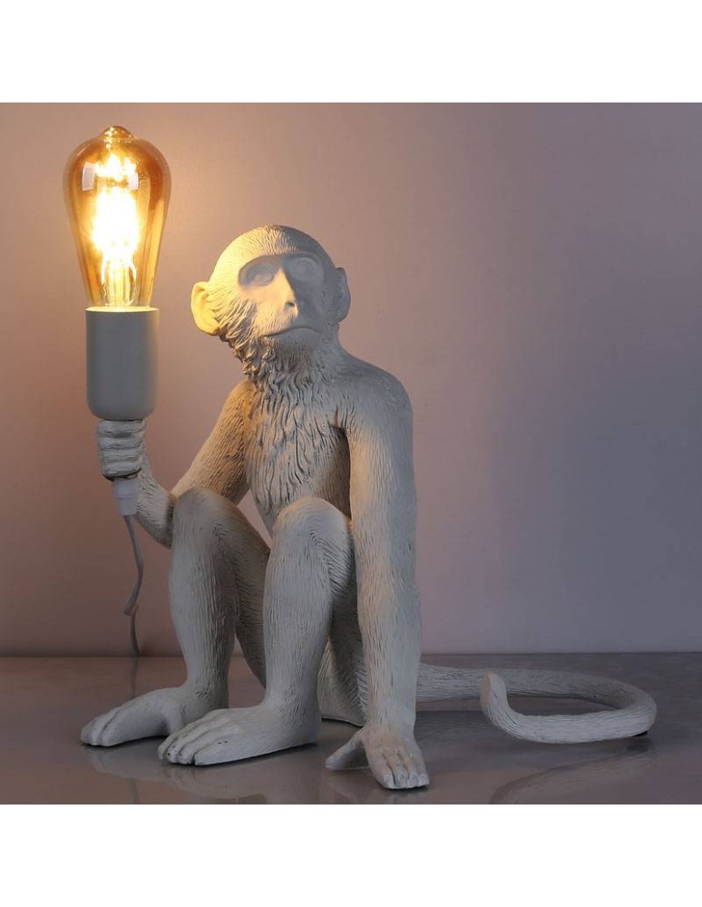Abruzzo Lampa Stołowa Biała Małpa Cappuccino E27 ABR-KARD4-B