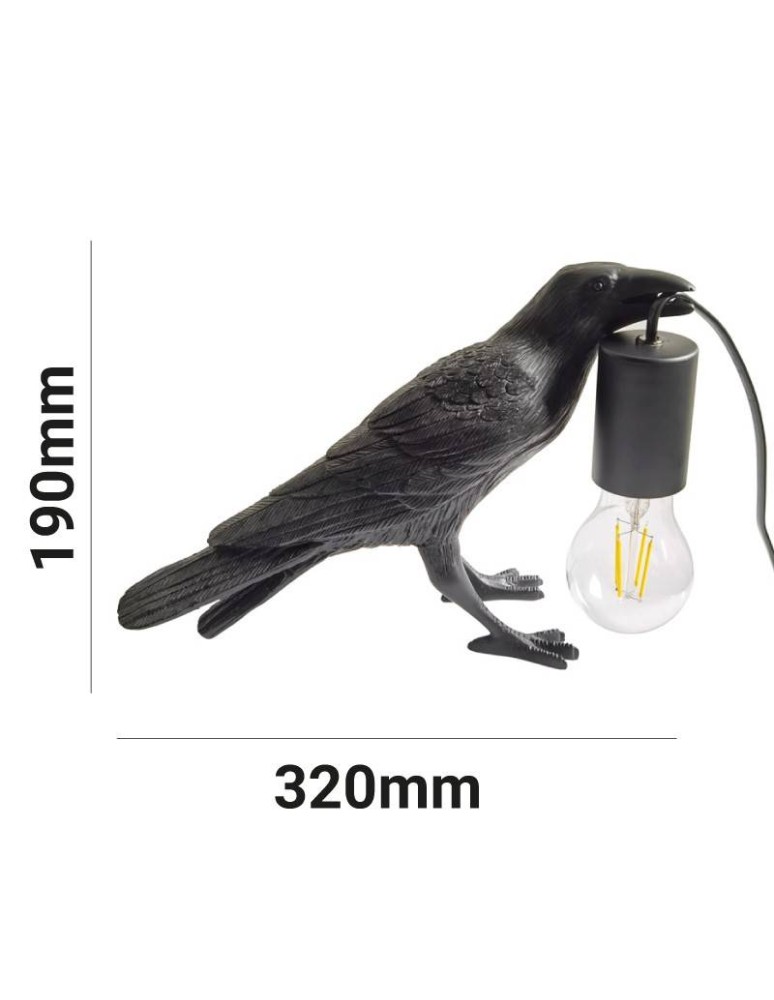 Abruzzo Lampa Stołowa z żywicy Kruk Corvo E27 ABR-KARD-K