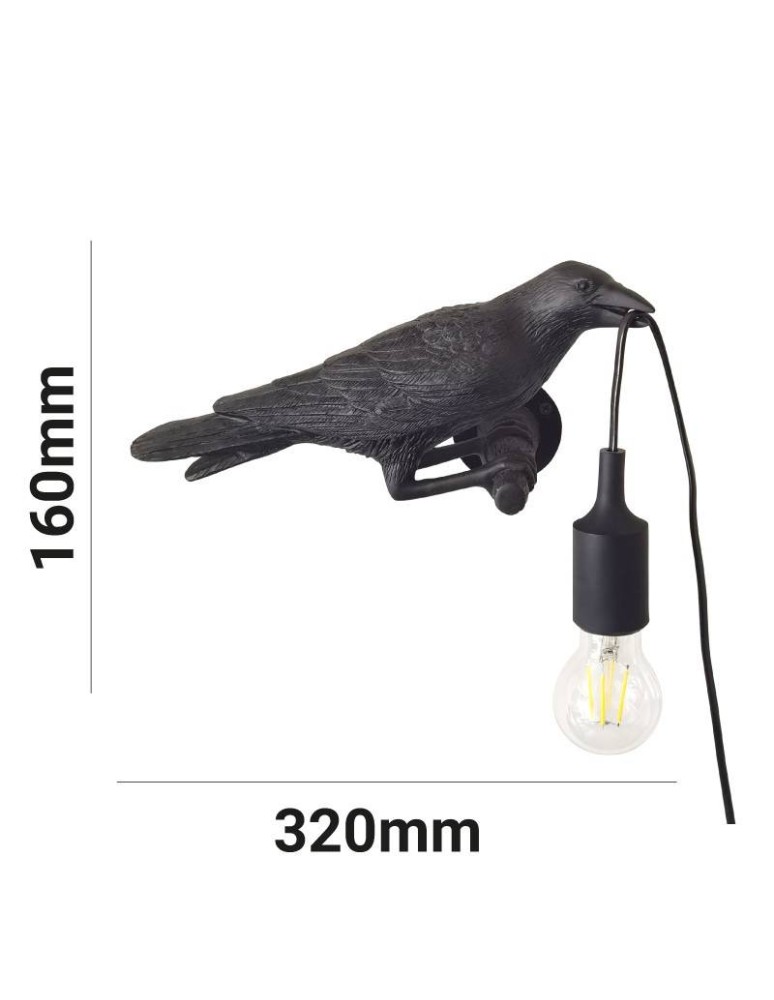 Abruzzo Kinkiet z Żywicy Kruk Corvo E27 ABR-KARD-K2