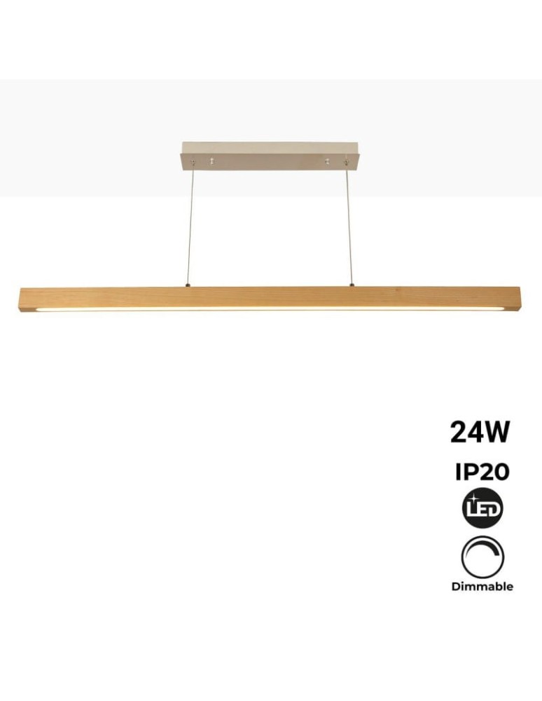 Pendant lamps over the island - Abruzzo Wooden Linear Lamp 120cm 3000K 24W LED Dritta ABR-LLZ-24W - product kolory-swiatla.pl 2