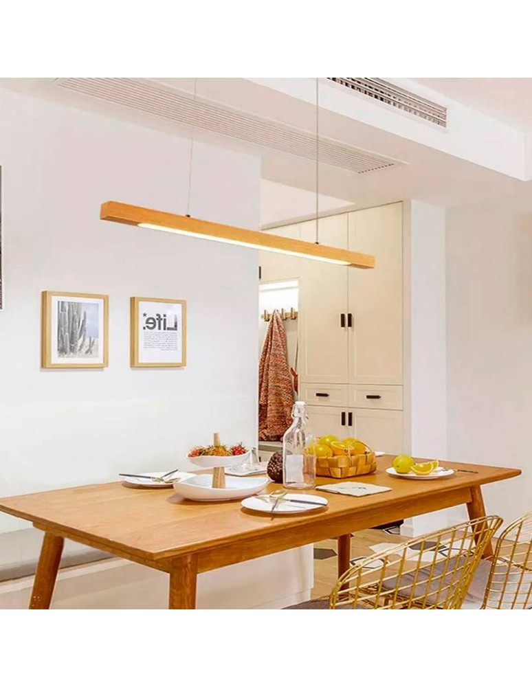 Pendant lamps over the island - Abruzzo Wooden Linear Lamp 120cm 3000K 24W LED Dritta ABR-LLZ-24W - product kolory-swiatla.pl 3