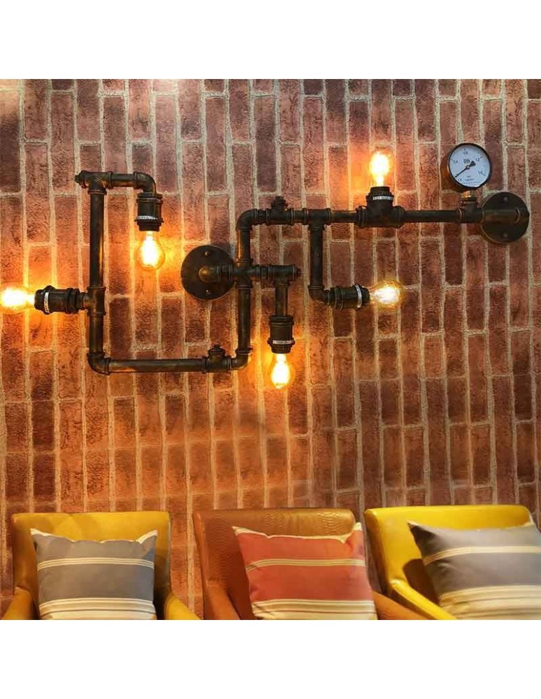 Wall lamps - Abruzzo Retro 110cm 5xE27 Tubo Industrial Pipe Wall lamp ABR-LLKRR-5XE27 - product kolory-swiatla.pl 5