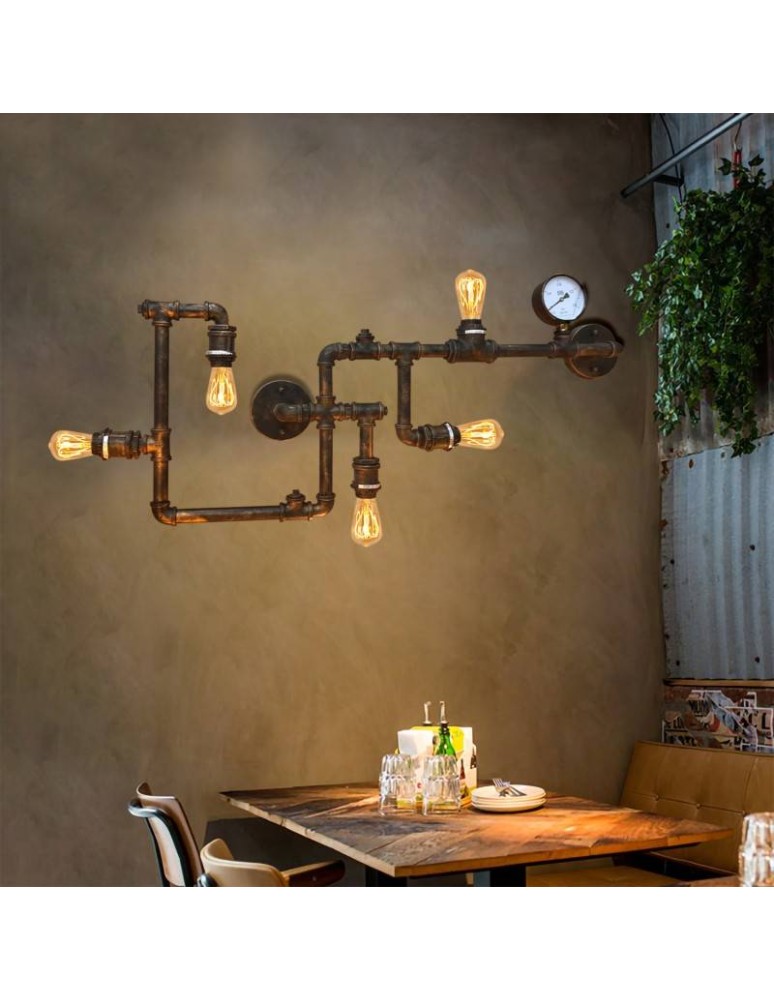 Wall lamps - Abruzzo Retro 110cm 5xE27 Tubo Industrial Pipe Wall lamp ABR-LLKRR-5XE27 - product kolory-swiatla.pl 7