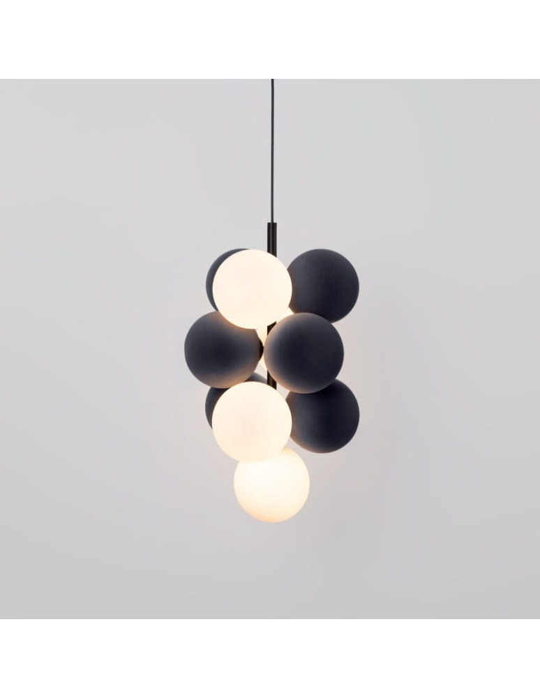Pendant lamps - Abruzzo Glass Pendant Lamp 4 spheres of light and 6 spheres of sound Grey 4xG9 60 cm Vino ABR-GRAPPA--S - product kolory-swiatla.pl 2