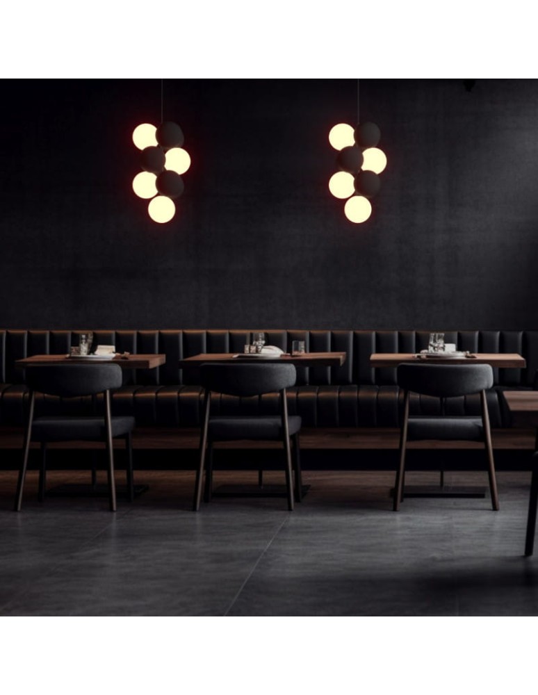 Pendant lamps - Abruzzo Glass Pendant Lamp 4 spheres of light and 6 spheres of sound Grey 4xG9 60 cm Vino ABR-GRAPPA--S - product kolory-swiatla.pl 4