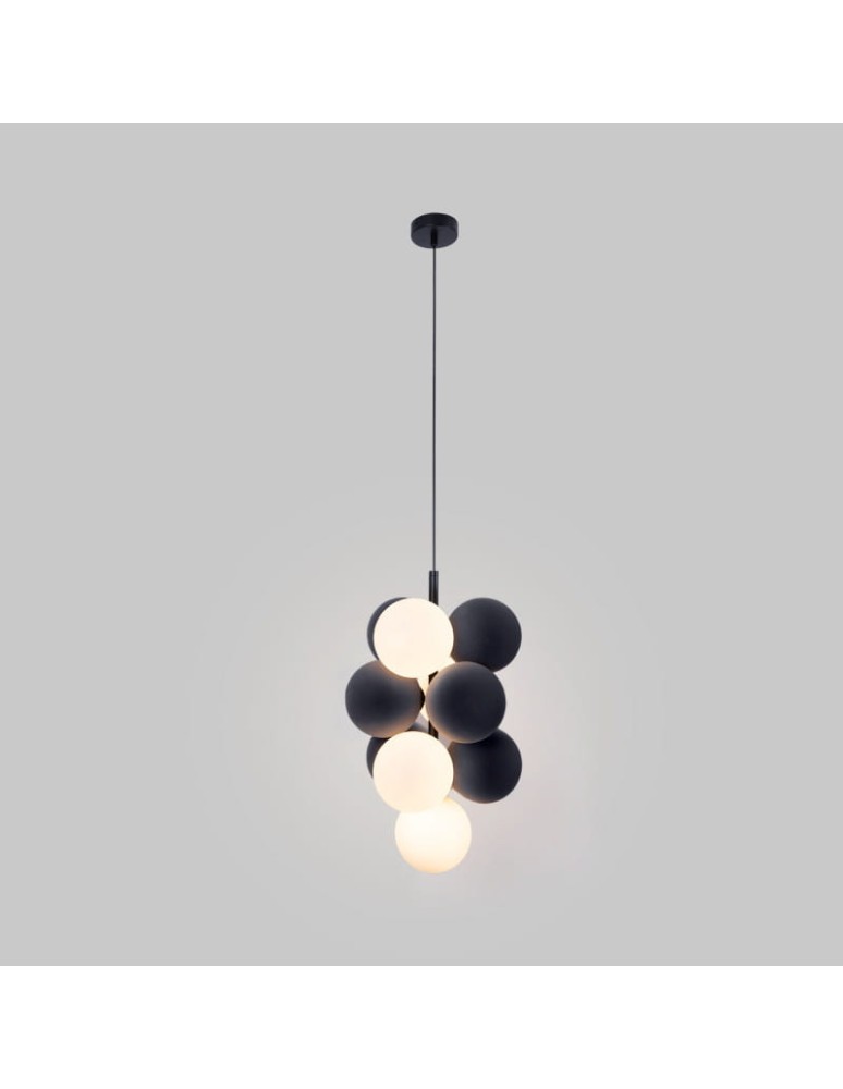 Pendant lamps - Abruzzo Glass Pendant Lamp 4 spheres of light and 6 spheres of sound Grey 4xG9 60 cm Vino ABR-GRAPPA--S - product kolory-swiatla.pl 5