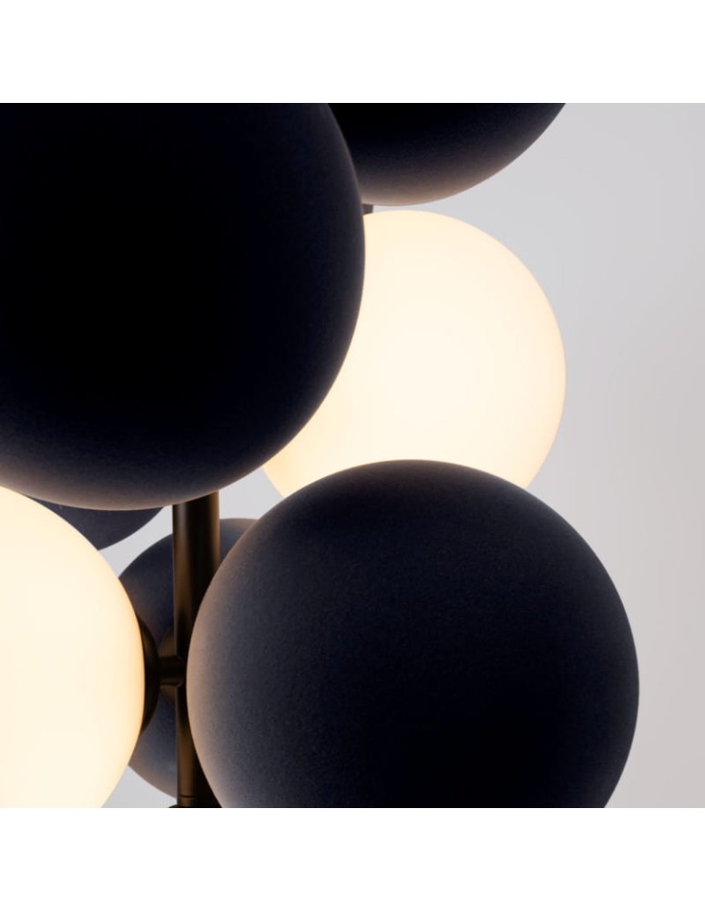 Pendant lamps - Abruzzo Glass Pendant Lamp 4 spheres of light and 6 spheres of sound Grey 4xG9 60 cm Vino ABR-GRAPPA--S - product kolory-swiatla.pl 11