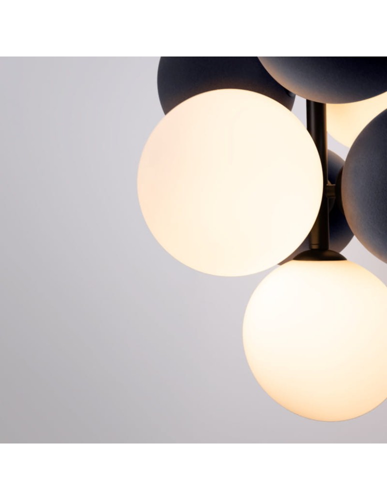 Pendant lamps - Abruzzo Glass Pendant Lamp 4 spheres of light and 6 spheres of sound Grey 4xG9 60 cm Vino ABR-GRAPPA--S - product kolory-swiatla.pl 14