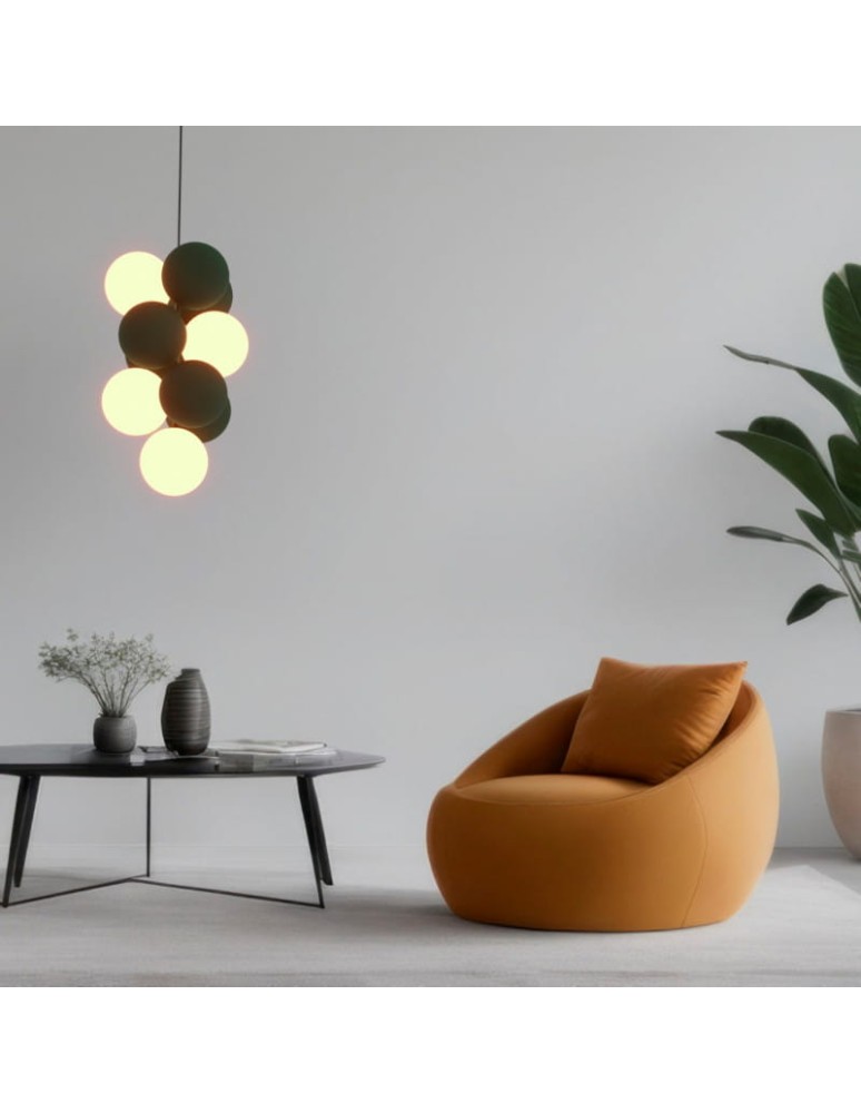 Pendant lamps - Abruzzo Glass Pendant Lamp 4 spheres of light and 6 spheres of sound Grey 4xG9 60 cm Vino ABR-GRAPPA--S - product kolory-swiatla.pl 15
