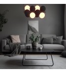 Abruzzo Lampa wisząca Szklana 4 kule Świetlne oraz 8 kul dźwiękochłonnych Szarych 4xG9 65cm Vino ABR-GRAPPA-H-S