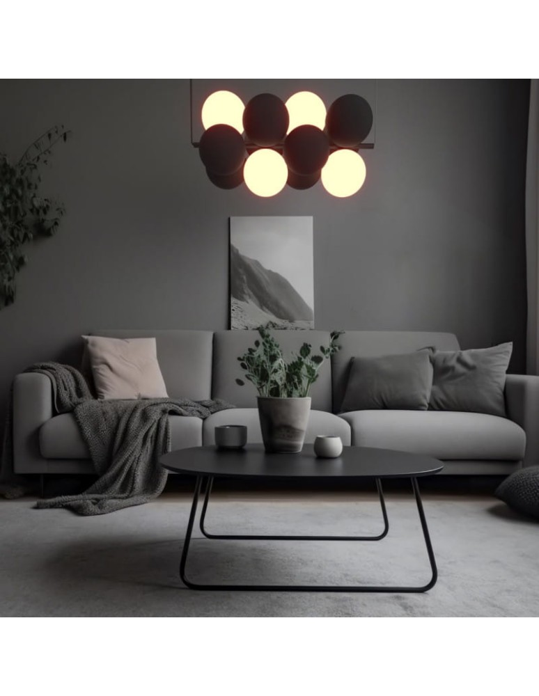 Abruzzo Lampa wisząca Szklana 4 kule Świetlne oraz 8 kul dźwiękochłonnych Szarych 4xG9 65cm Vino ABR-GRAPPA-H-S