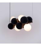 Abruzzo Lampa wisząca Szklana 4 kule Świetlne oraz 8 kul dźwiękochłonnych Szarych 4xG9 65cm Vino ABR-GRAPPA-H-S