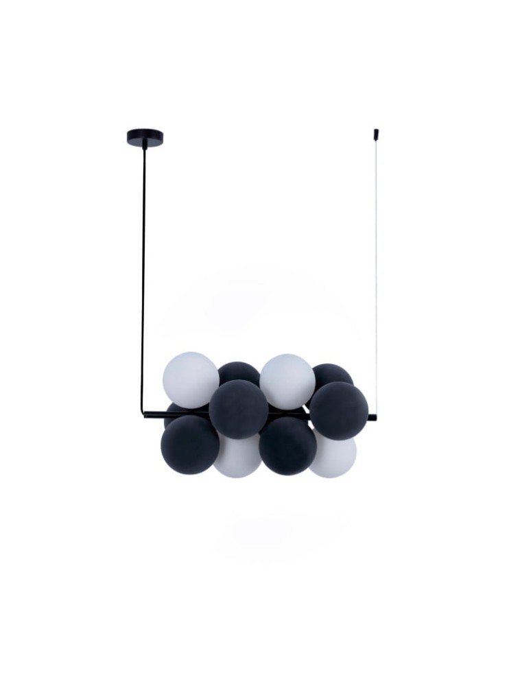 Pendant lamps - Abruzzo Glass Pendant Lamp 4 spheres of Light and 8 spheres of Sound Grey 4xG9 65cm Vino ABR-GRAPPA-H-S - product kolory-swiatla.pl 9