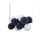 Abruzzo Lampa wisząca Szklana 4 kule Świetlne oraz 8 kul dźwiękochłonnych Szarych 4xG9 65cm Vino ABR-GRAPPA-H-S