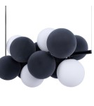 Abruzzo Lampa wisząca Szklana 4 kule Świetlne oraz 8 kul dźwiękochłonnych Szarych 4xG9 65cm Vino ABR-GRAPPA-H-S