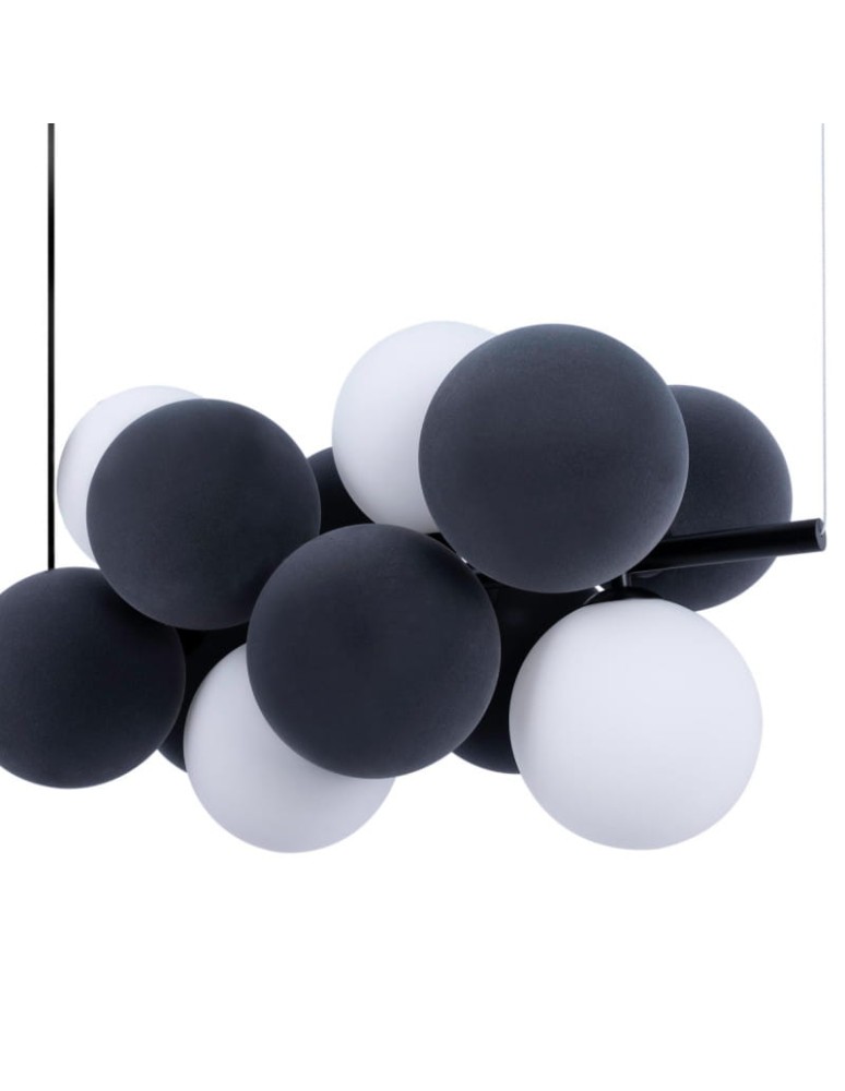 Abruzzo Lampa wisząca Szklana 4 kule Świetlne oraz 8 kul dźwiękochłonnych Szarych 4xG9 65cm Vino ABR-GRAPPA-H-S