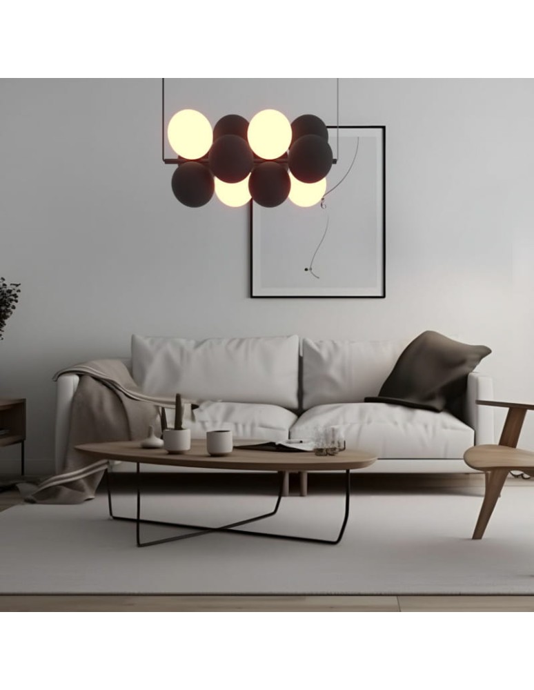 Pendant lamps - Abruzzo Glass Pendant Lamp 4 spheres of Light and 8 spheres of Sound Grey 4xG9 65cm Vino ABR-GRAPPA-H-S - product kolory-swiatla.pl 14