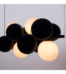 Abruzzo Lampa wisząca Szklana 4 kule Świetlne oraz 8 kul dźwiękochłonnych Szarych 4xG9 65cm Vino ABR-GRAPPA-H-S