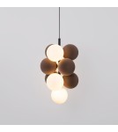 Abruzzo Lampa wisząca Szklana 4 kule świetlne i 6 kul dźwiękochłonnych Bronzowych 4xG9 60 cm Vino ABR-GRAPPA--B
