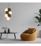 Abruzzo Lampa wisząca Szklana 4 kule świetlne i 6 kul dźwiękochłonnych Bronzowych 4xG9 60 cm Vino ABR-GRAPPA--B