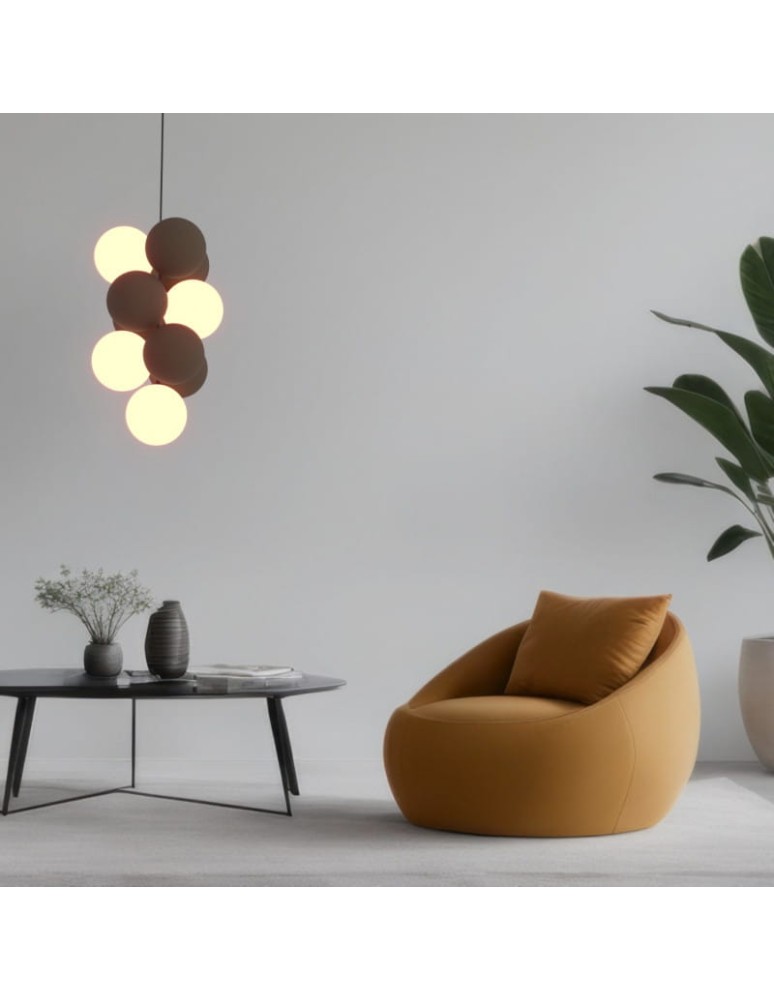 Pendant lamps - Abruzzo Glass Pendant Lamp 4 spheres of light and 6 spheres of sound Bronze 4xG9 60 cm Vino ABR-GRAPPA--B - product kolory-swiatla.pl 2