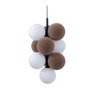 Pendant lamps - Abruzzo Glass Pendant Lamp 4 spheres of light and 6 spheres of sound Bronze 4xG9 60 cm Vino ABR-GRAPPA--B - product 6